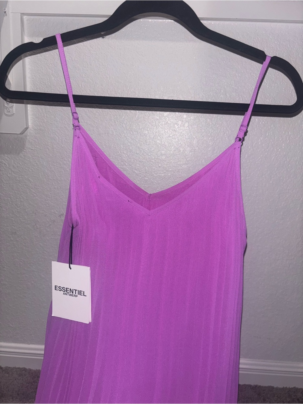 Essentiel Antwerp Fuchsia Pleated V-Neck Camisole
